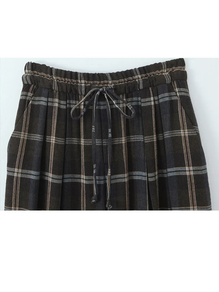 HH Women Spring Fashion Versatile Pocket Decorated Loose Pants Female High Street Casual Elastic Waist Drawstring Trousers Mujer