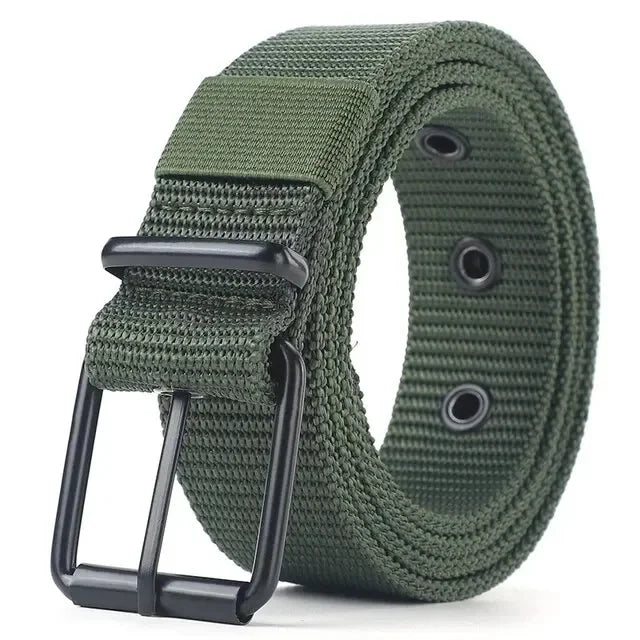 New Men Belt Porous Canvas Pin Buckle Leather Belt Outdoor Sports Belt Women's Trendy Eyelet Belt With Jeans Belt For Men Women