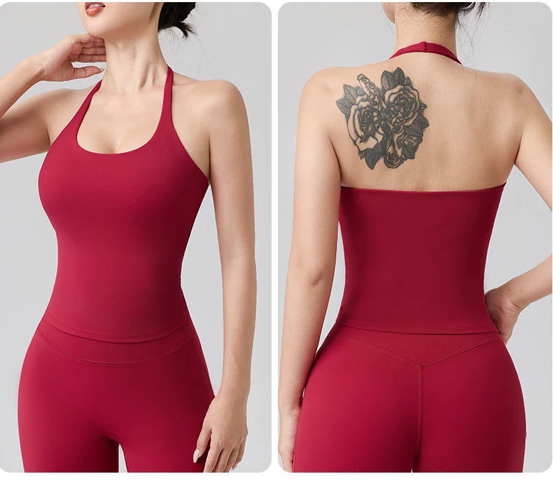 Halter Yoga Vest, Shockproof Running Sports, High-Strength Sports Underwear, Fitness, Pilates Suspender, Beautiful Back