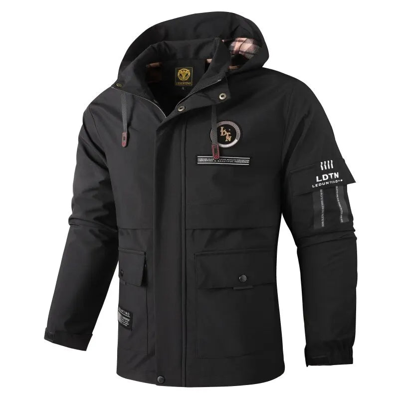 Men's Casual Jacket Parka Autumn/Winter Hooded Jacket Men's Coat Solid Color Outdoor Chic