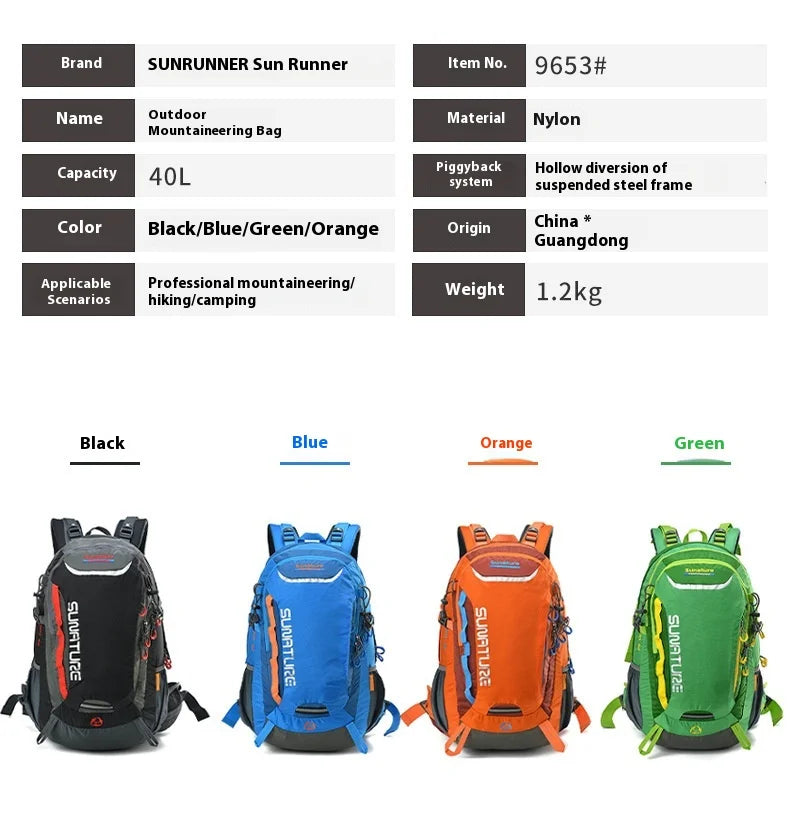 Travel Hiking Backpack 40L Trekking Bag Men Women Durable Outdoor Sports Daypack for Climbing Mountaineering Fishing Bicycle