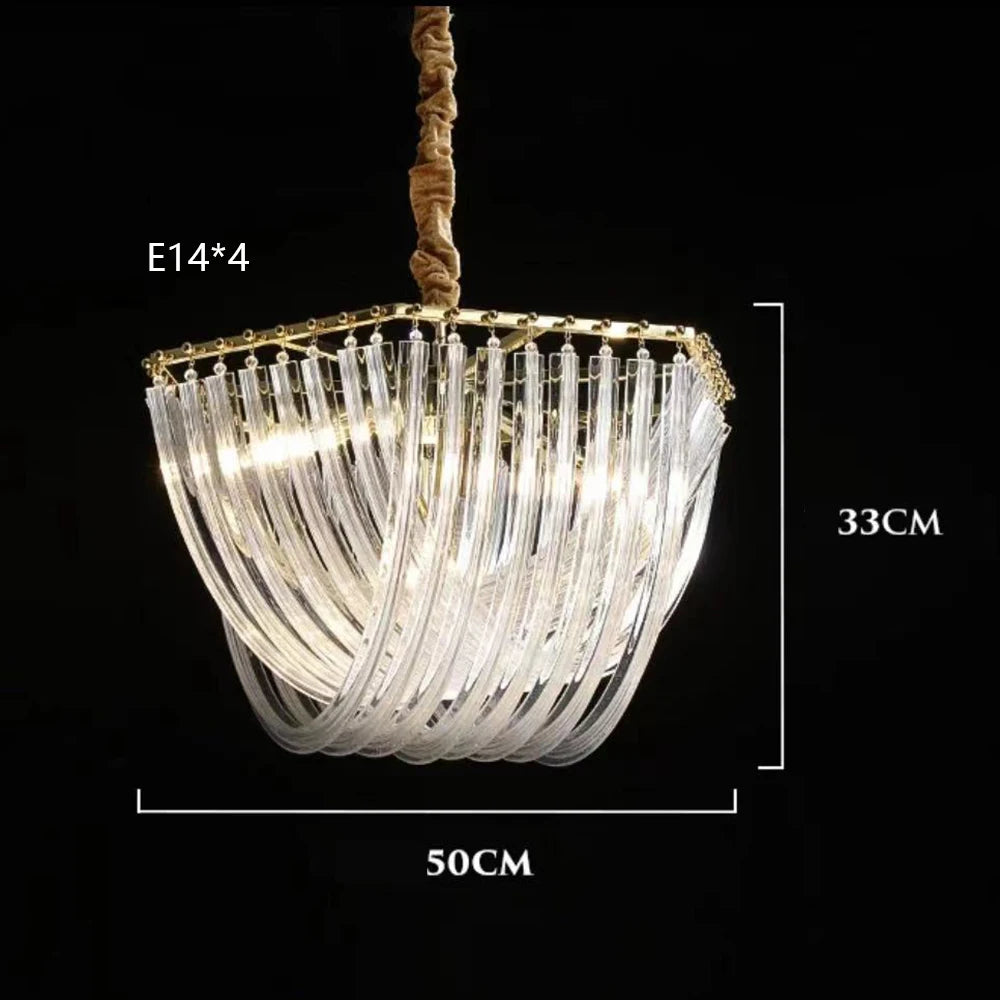 Modern Nordic U -shaped Glass Tube Living Room Chandelier Lighting Luxury Hotel Hall Bedroom Home Decor Suspension Pendant Lamps