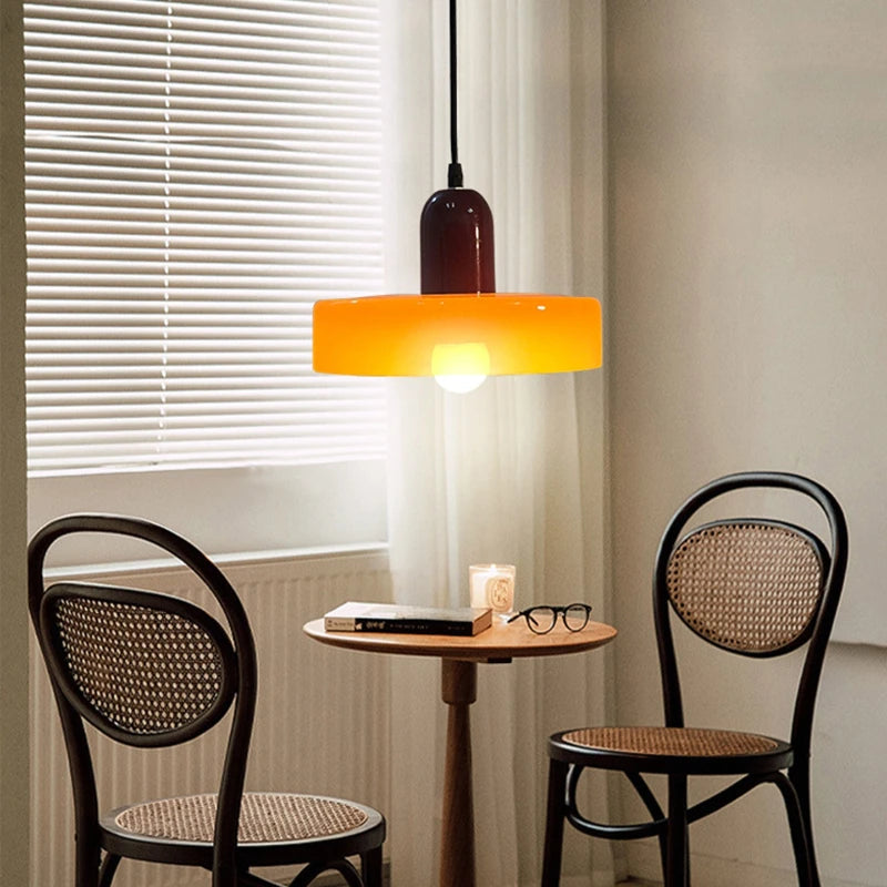 Japanese Bauhaus Glass Pendant Lights for Study Homestay Classical Atmosphere Ceiling Chandeliers LED Lamps Medieval Fixtures