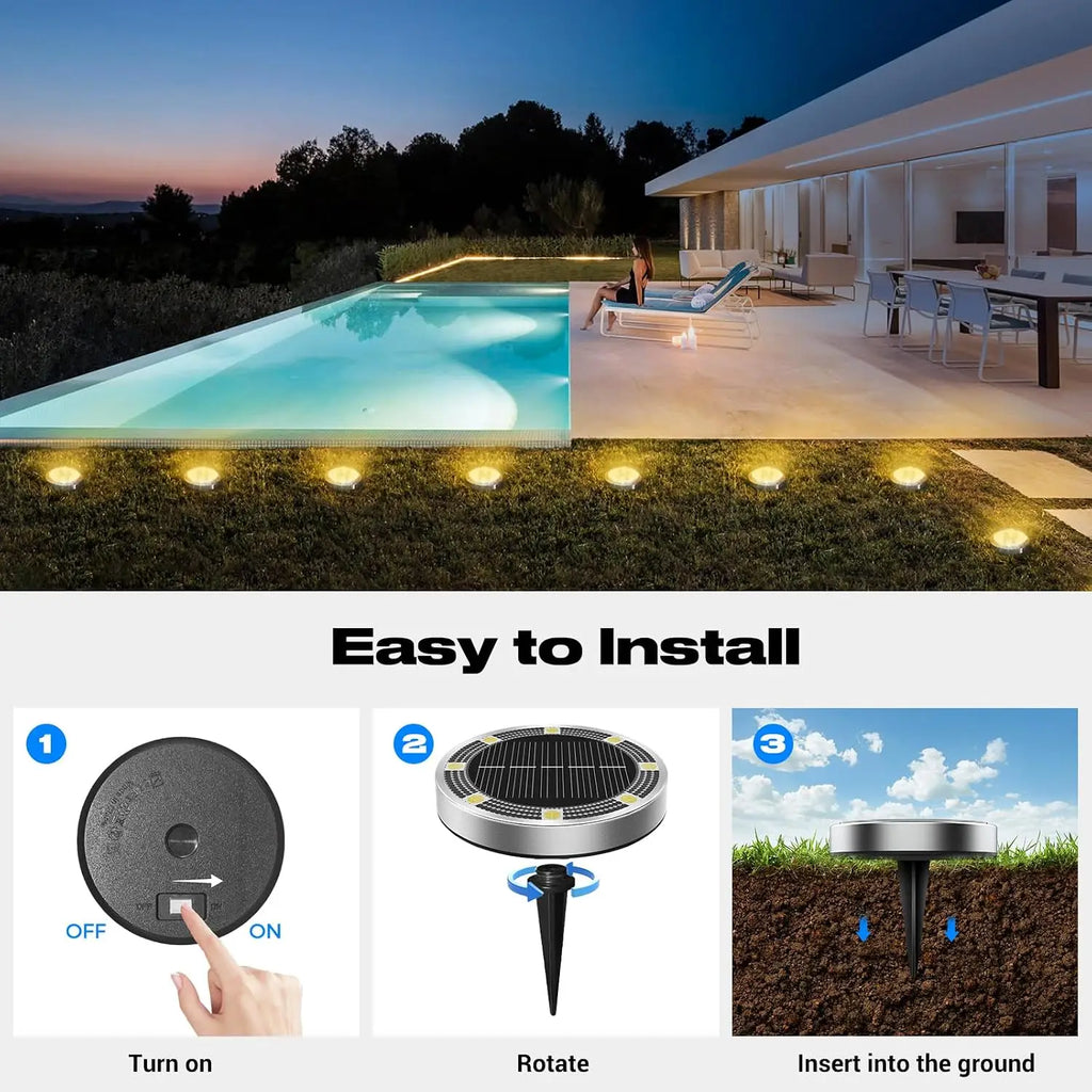 Solar Ground Lights Outdoor Waterproof Solar Garden Lights Landscape Lighting For Outside Pathway Garden Yard Lawn Walkway