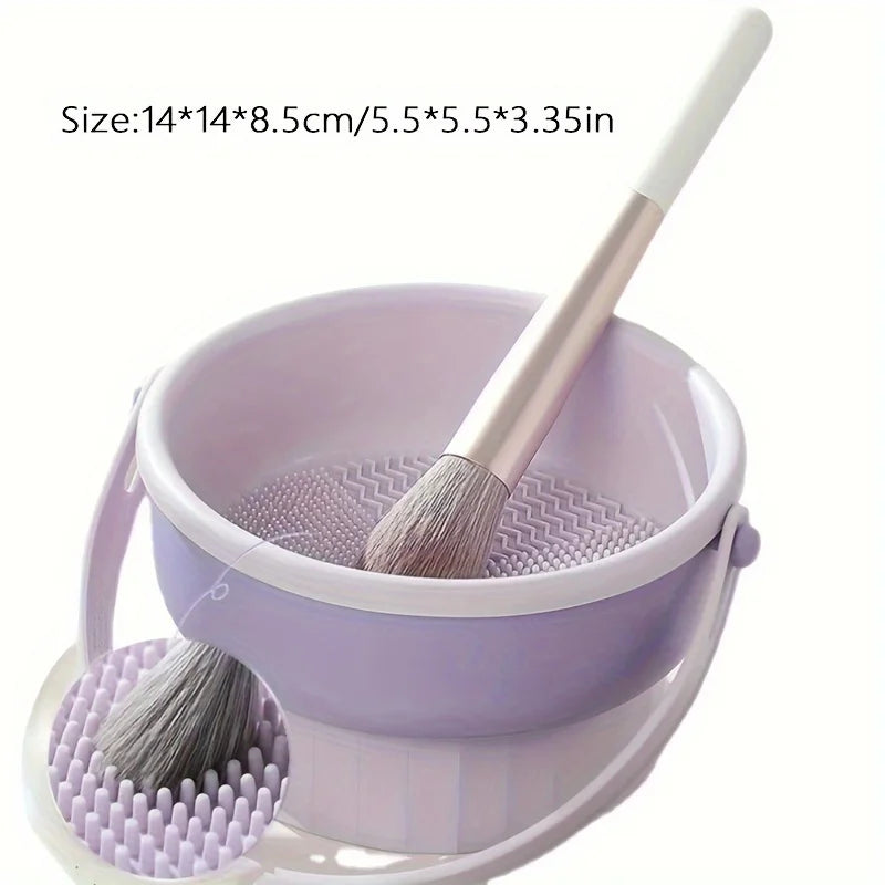 Silicone Makeup Brush Cleaning Bowl Tool Set - Powder Puff Washer and Sponge Storage Artifact for Efficient Makeup Tool Cleaning