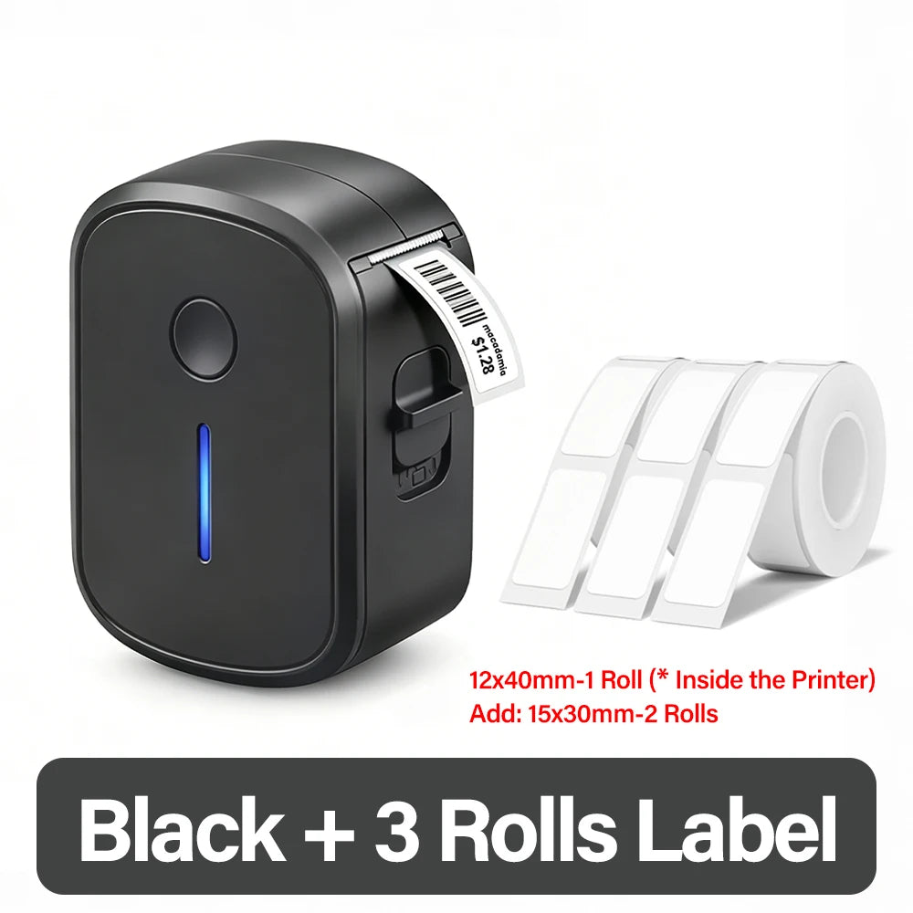 Portable Mini Label Printer Bluetooth Inkless Self-adhesive Thermal Labels Printer Sticker Maker Adhesive Mini Labeling Machine