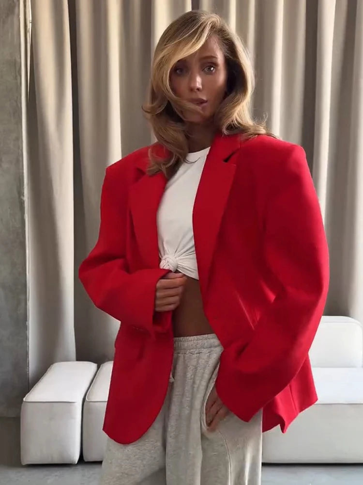 Dark Burgundy Waist-Cinching Shoulder Pad Blazer 2026 Women's Stand Collar Button Design Height-Enhancing Slimming Commute Coat