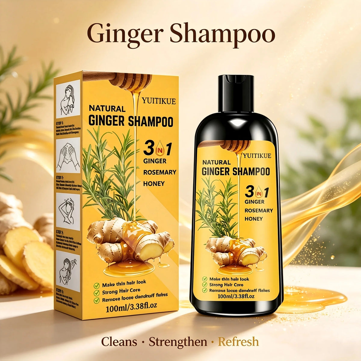 Natural Herbal Hair Shampoo Deep Scalp Cleansing Reduce Dandruff Strengthen Hair Root Nourish Thin Hair for Unisex