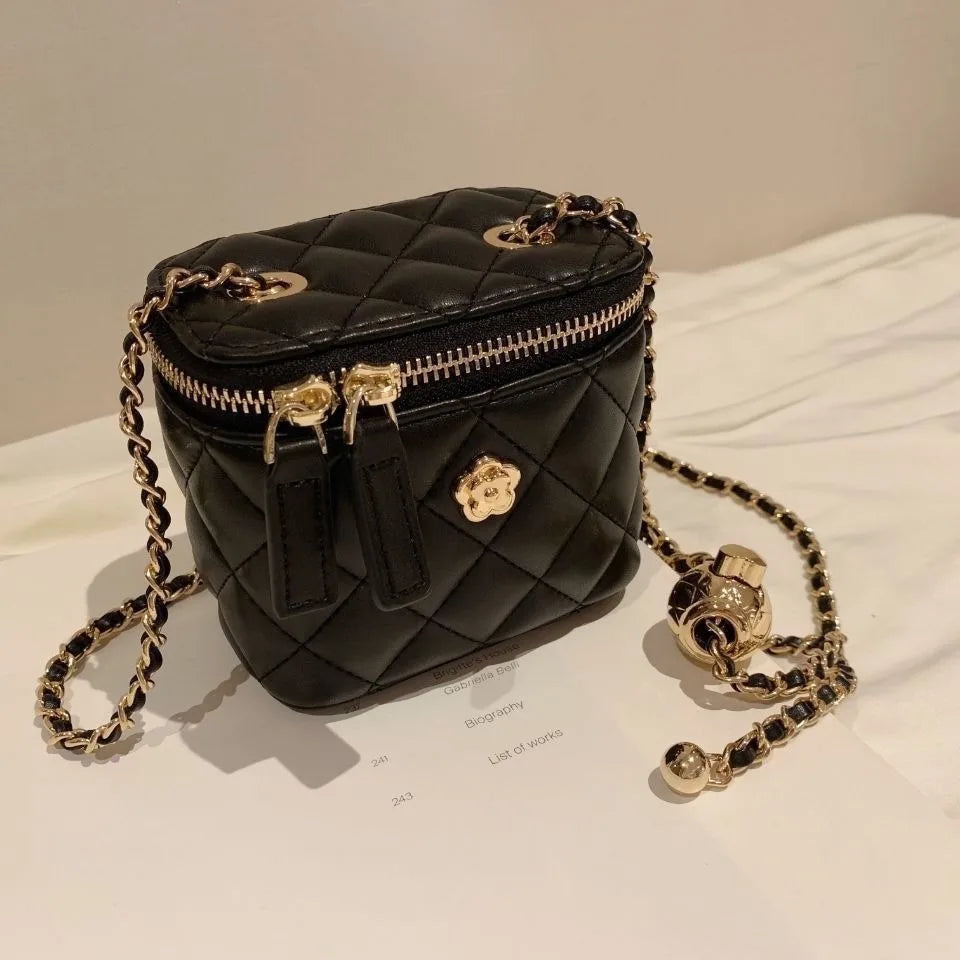 2026 New Secret Garden Camellia Pattern Quilted Chain Box Bag Mini Ladies Single Shoulder Crossbody Bag