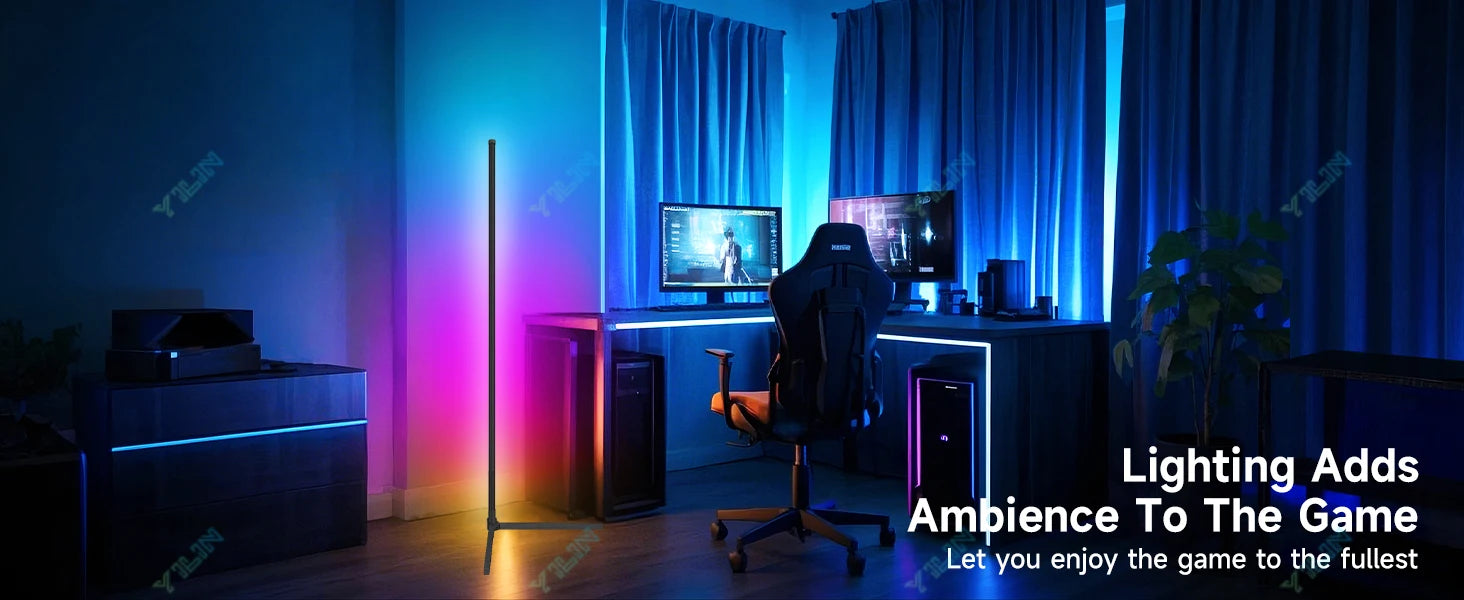 Reinforced Lamp Body 165cm Smart RGB LED Floor Lamp With Sunset Lamp APP Control Music Sync Color Change Standing Mood Light