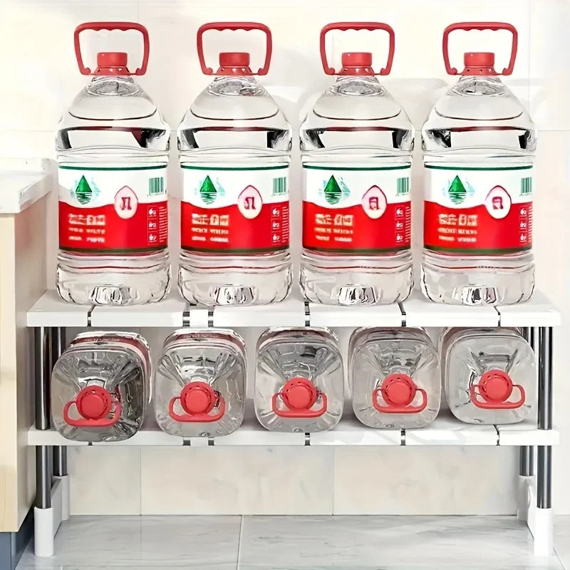 Adjustable Under-Sink Organizer - Stainless Steel Multi-Tier Space-Saving Storage Rack for Kitchen & Bathroom Cabinets