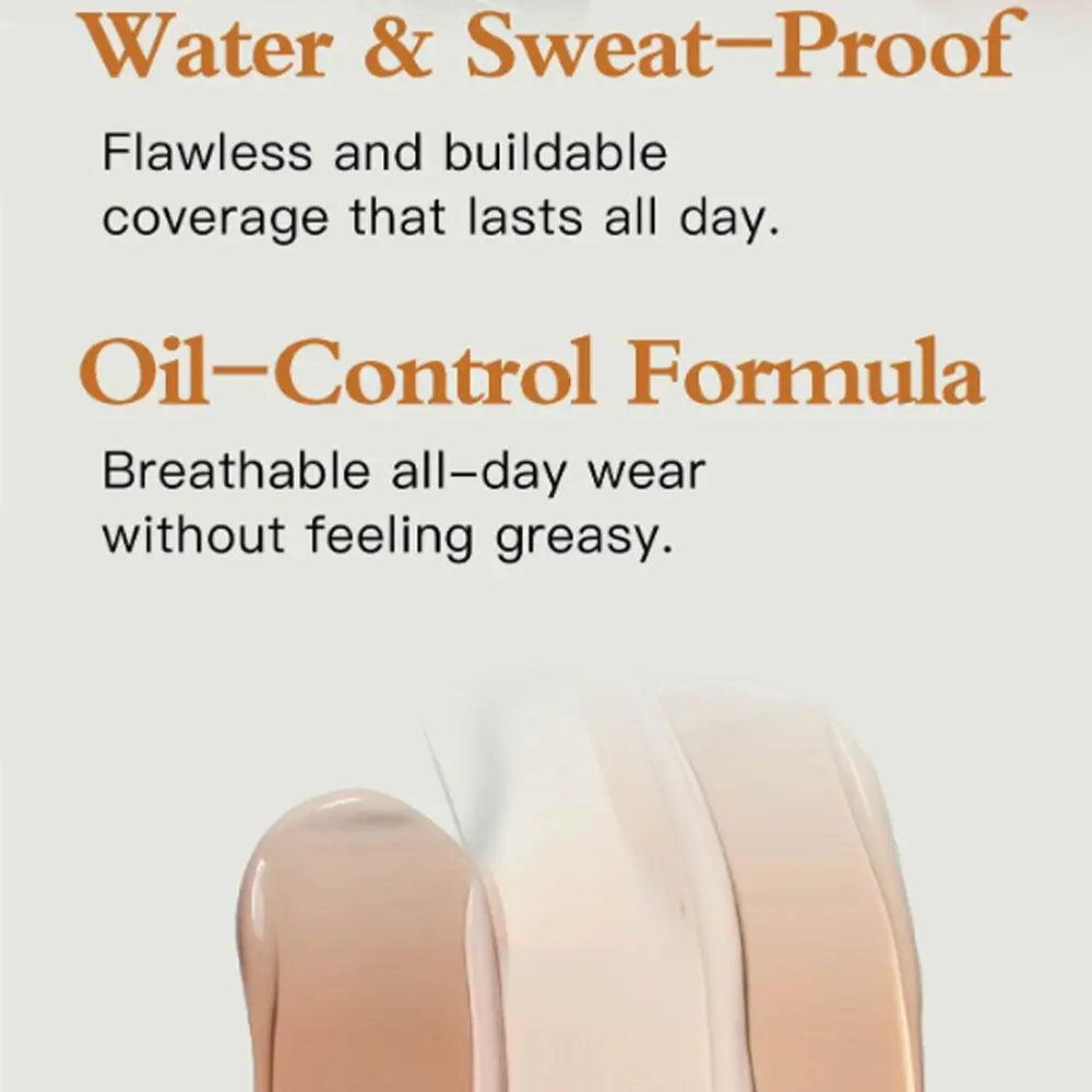 New Waterproof Liquid Foundation Matte Oil-Control Face Foundation Cream Natural Creamy Texture Foundation Concealer Cream