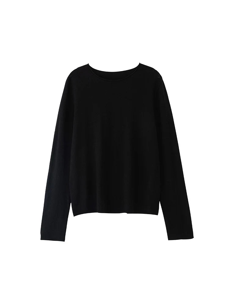 SuyaDream, Women Wool Pullovers, 5%Cashmere 92%Wool, Soft Cozy Sweaters, 2025 Fall Winter Basic Solid Knit Top