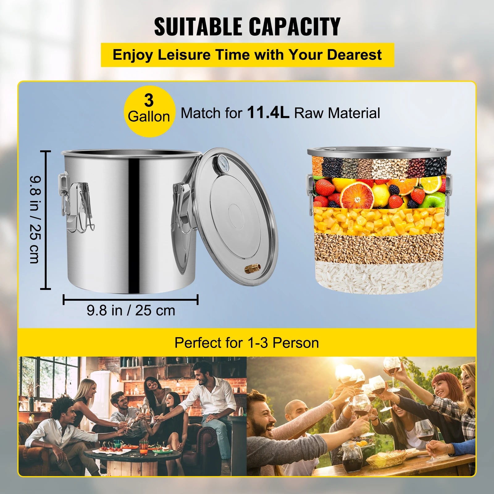 Succebuy 12/30L Alcohol Brewing Distiller DIY Moonshine Apparatus Stainless Steel Still Whisky Beer Brandy Home Appliance