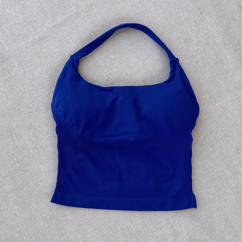DL 0GO Longline Strappy Top Gym Sports Top Women Seamless Yoga Tank Sportswear Gym Clothing Running Workout Halter