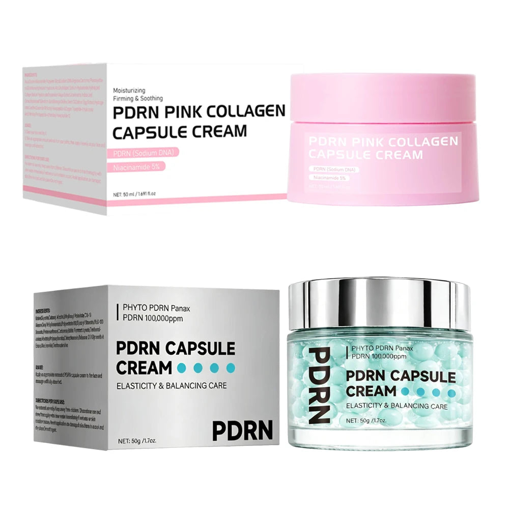 PDRN Pink Collagen Capsule Cream with Salmon, Lightweight Moisturizing Cream, Niacinamide for Uneven Skin Tone, Glow Hydration