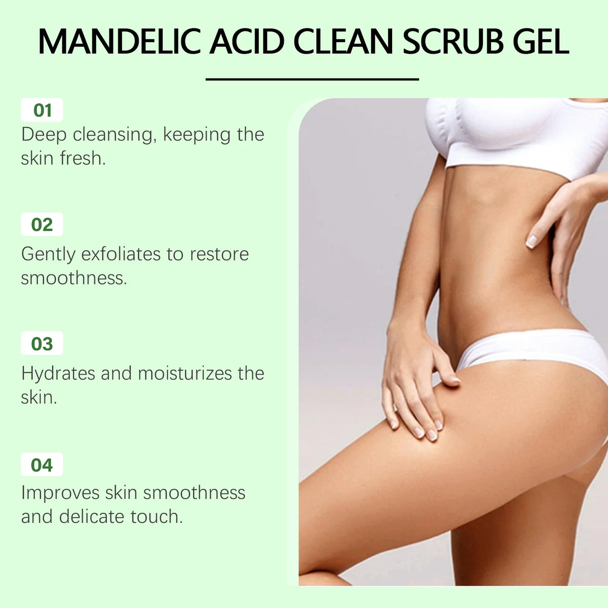 Mandelic Acid Body Scrub Gel Gentle Cleansing Pore Exfoliating Dead Skin Remover Smoothing Reduce Dryness Deep Cleansing Scrub