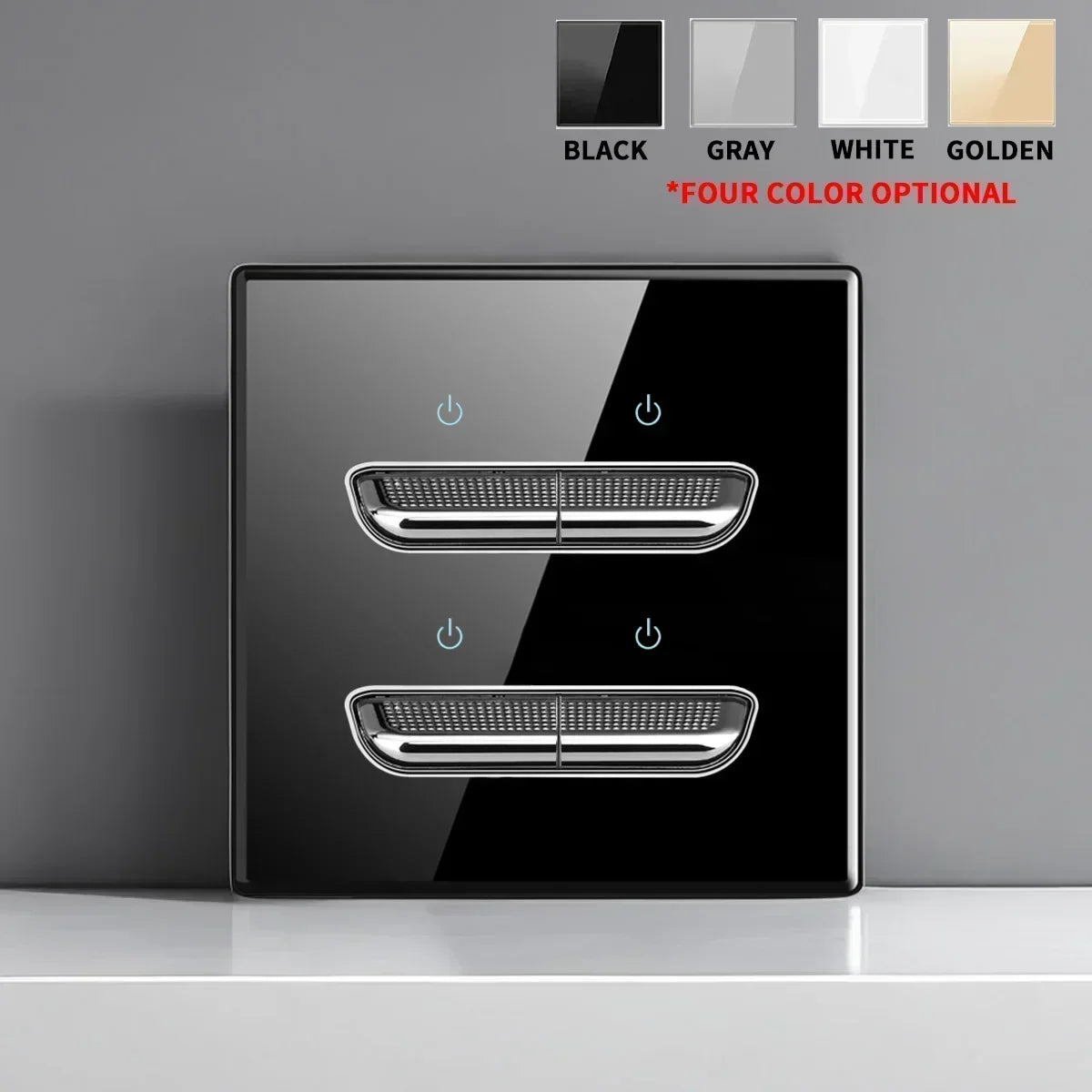 Black Tempered Glass Wall Switch Panel Led European 16a Socket Retro Toggle Light Switch Eu Uk Standard 1Gang-4gang 2usb Socket
