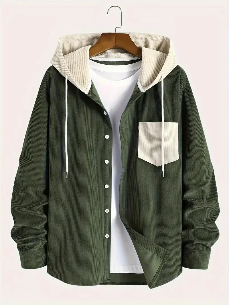 The 2027 New Fashion Trend Spring and Autumn Corduroy Hooded Jacket Is Comfortable and Casual for Daily Commuting for Men