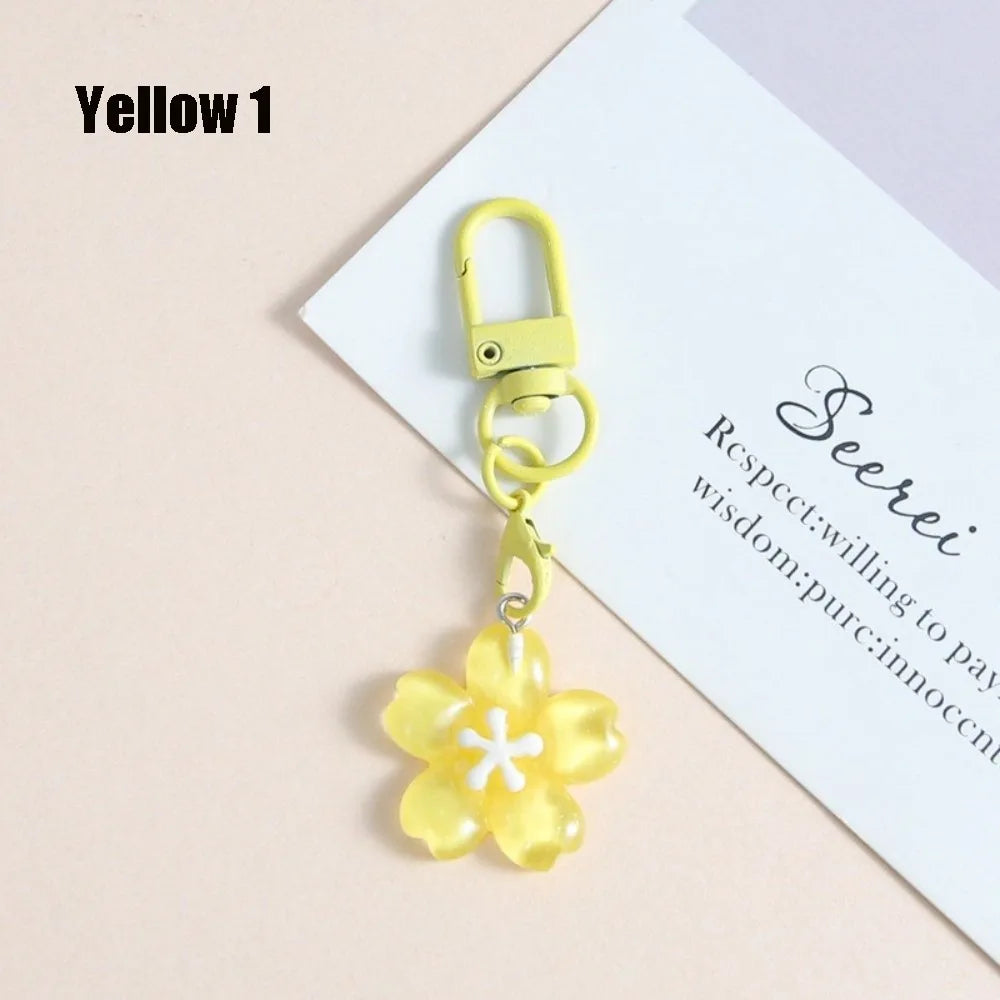 Cute Resin Cherry Blossom Keychain Colorful DIY Car Key Ring Bag Pendant Jewelry Accessories