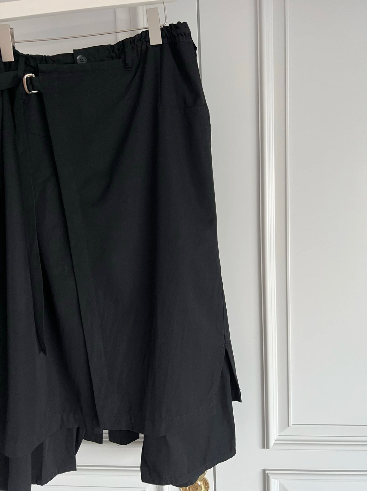 TOP-YAMAMOTO original design black loose double-layer elastic waist culottes and dark niche Japanese-style trousers