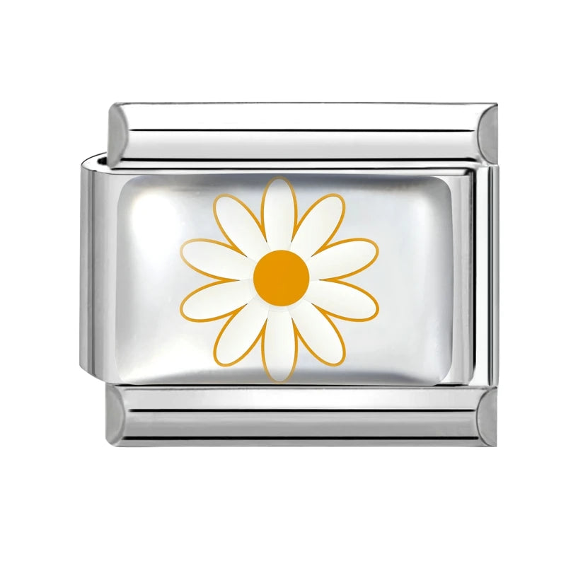 2025 Women's Fashion Colorful Flowers Sunflower Tulip Orchid Daisy Italian Charms Fit 9mm Stainless Steel Bracelet DIY Jewelry