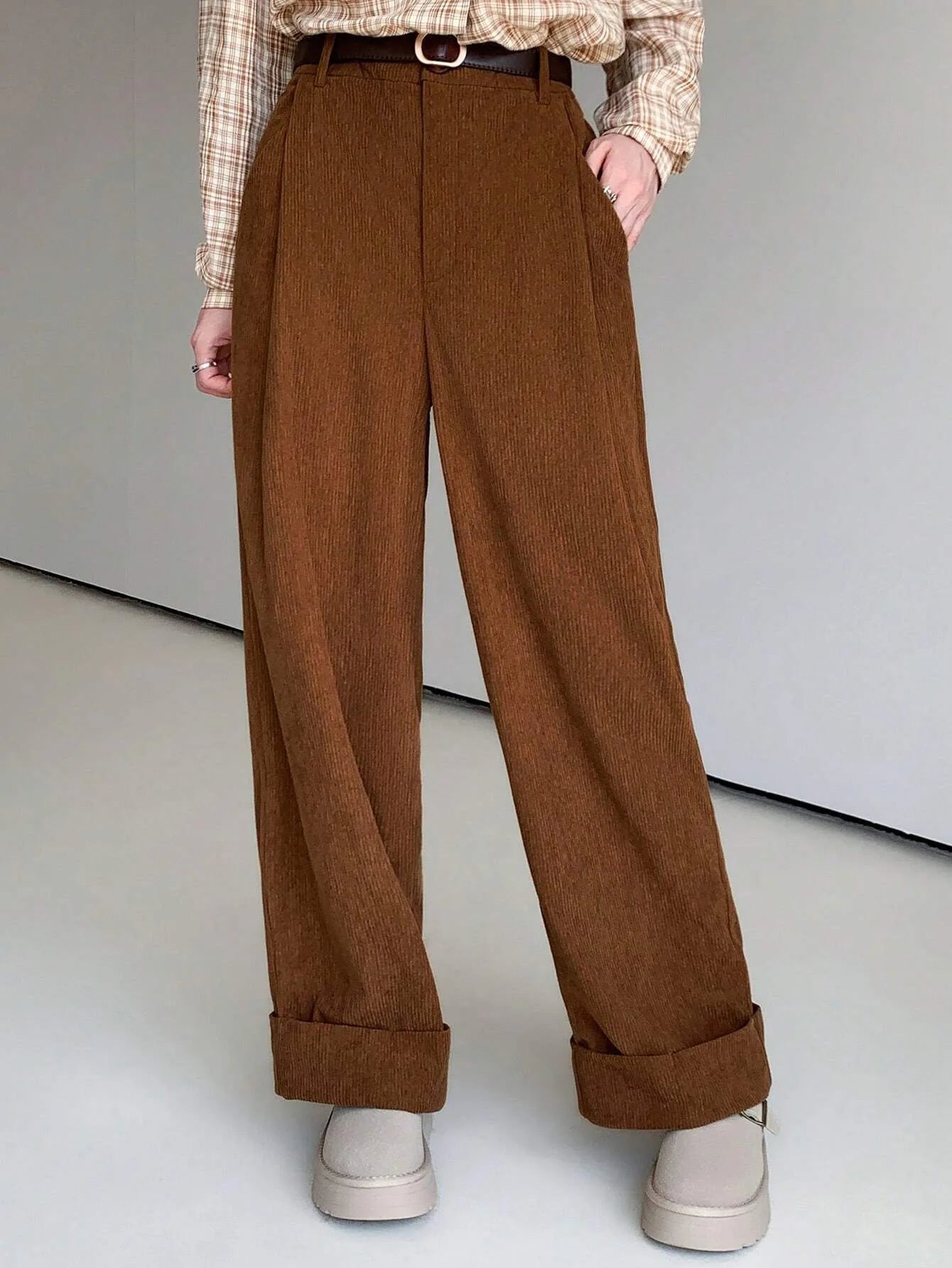 Loose and Lazy Elastic Waist Slimming Wide-leg Casual Pants, Trendy and Versatile Autumn Wide-leg Pants for Short Women