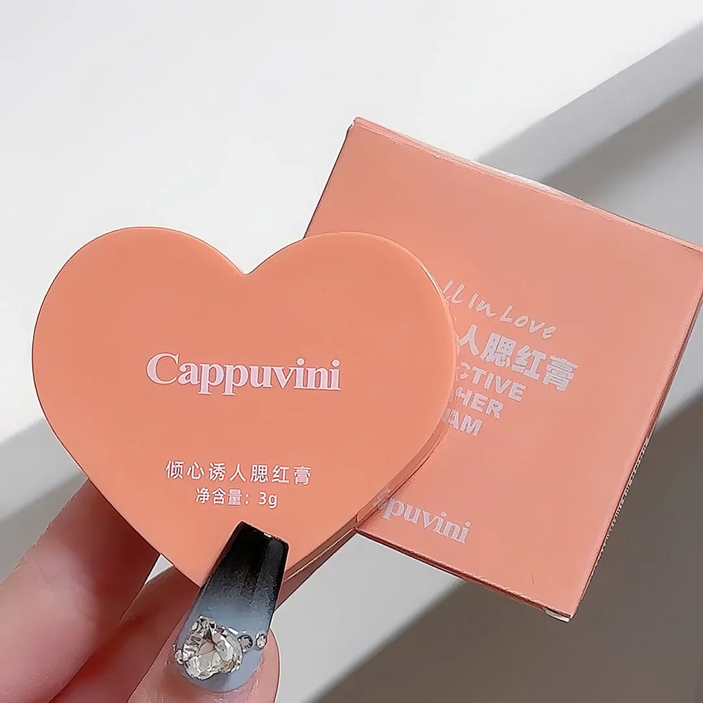 Love Air Cushion Powder Blusher with Mirror Red Rouge Matte Whitening Waterproof Makeup Cheek Tint Contour Peach Blush Cream