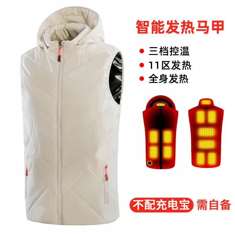 New 11 Wheel Drive Unisex Heating Suit for Men USB Smart Heating Vest for Men, Electric Heating Graphene Heating Suit