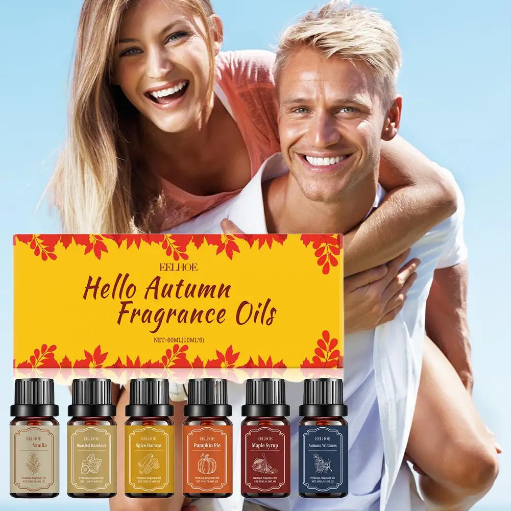 6x10ml Autumn Diffuser Fragrance Oils, Fall Essential Oils For Diffusers For Home,  Candle Soap Making Scents, Coconut Vanilla