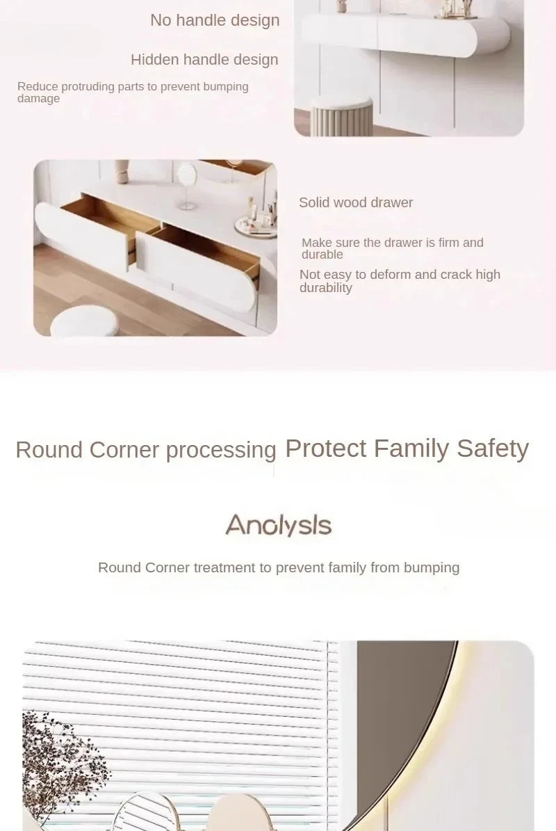 Cream suspended dressing table modern minimalist bedroom dressing table wall mounted dressing table mirror combination u q