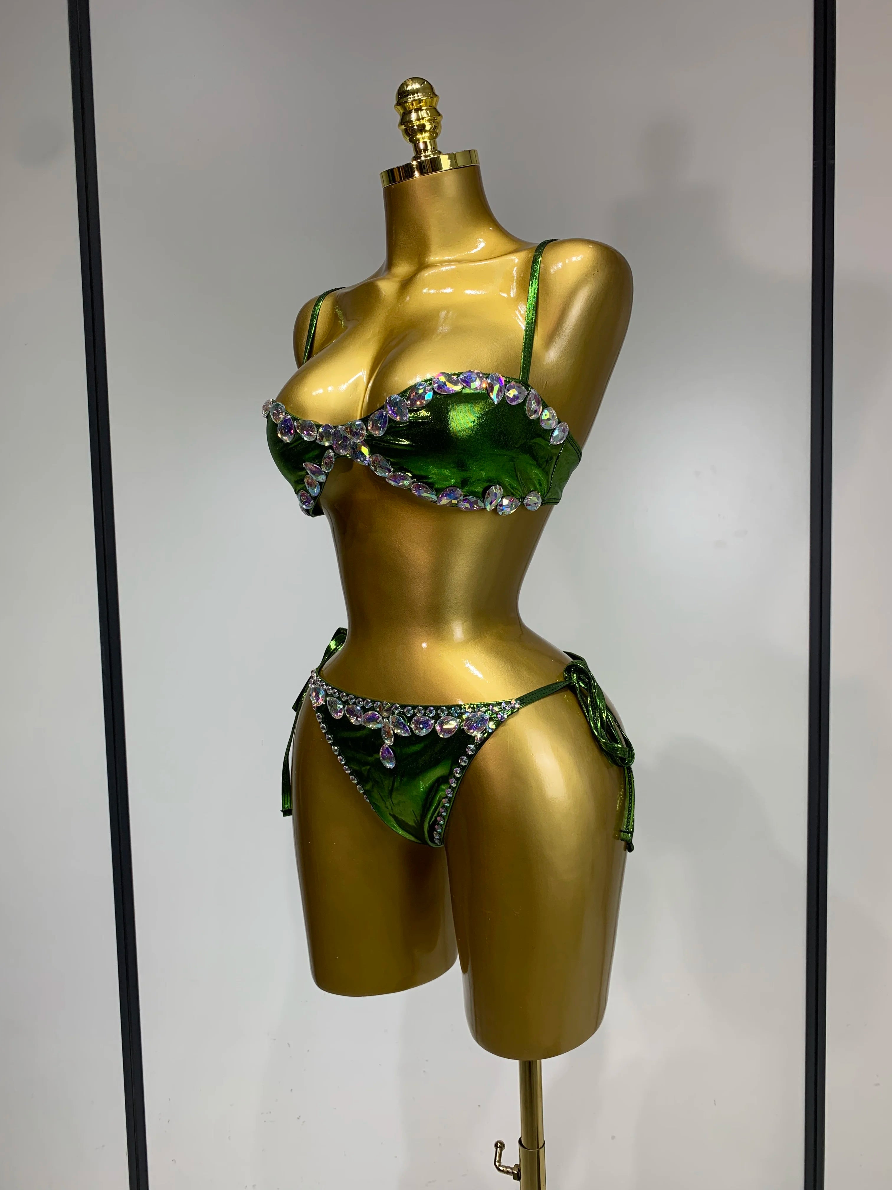 Newest Crystal Bikini Swimwear Fashion Bar Bikini Blingbling Swimwear Bikini Popular Bathingsuit Bikini Nightclub Stage Outfit