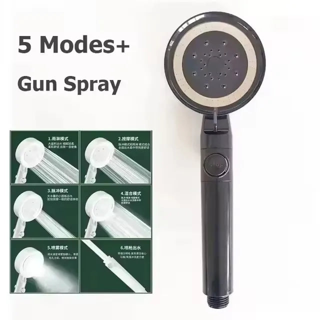New 5 Functions Large Flow Ceiling Mounted Supercharge Shower Head 175MM Big Panel Round High Pressure Top Spray Rain Showerhead