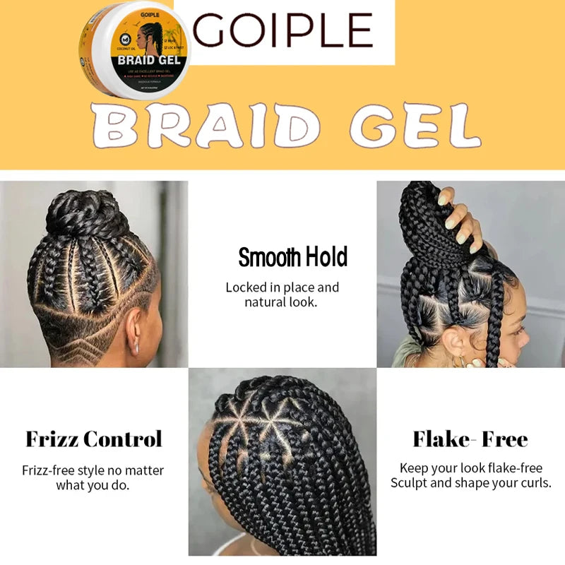 Braiding Gel Strong Hold Neat Braid Gel Hair Braid Gel for Braids Hair Mousse for Braids Styling Product Braid Mousse