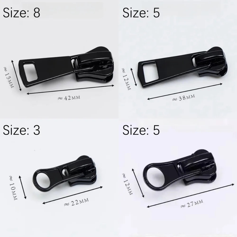 10pcs 3 5 8 Zipper Puller Head Black Handmade Zipper Slider Sewing Accessories Resin Clothing Bag Zips for Replacement Parts