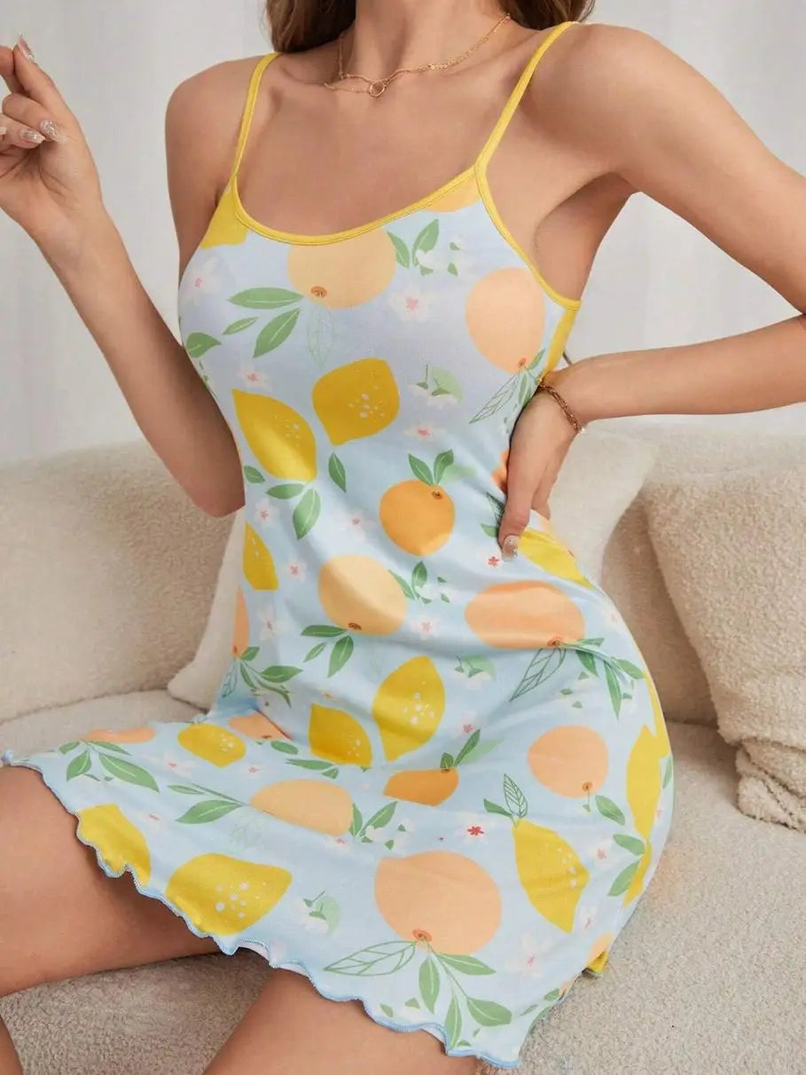 New Summer Nightdress Cute Cat Pattern Light Breathable Fabric Girls Loose Nightdress For Bedroom