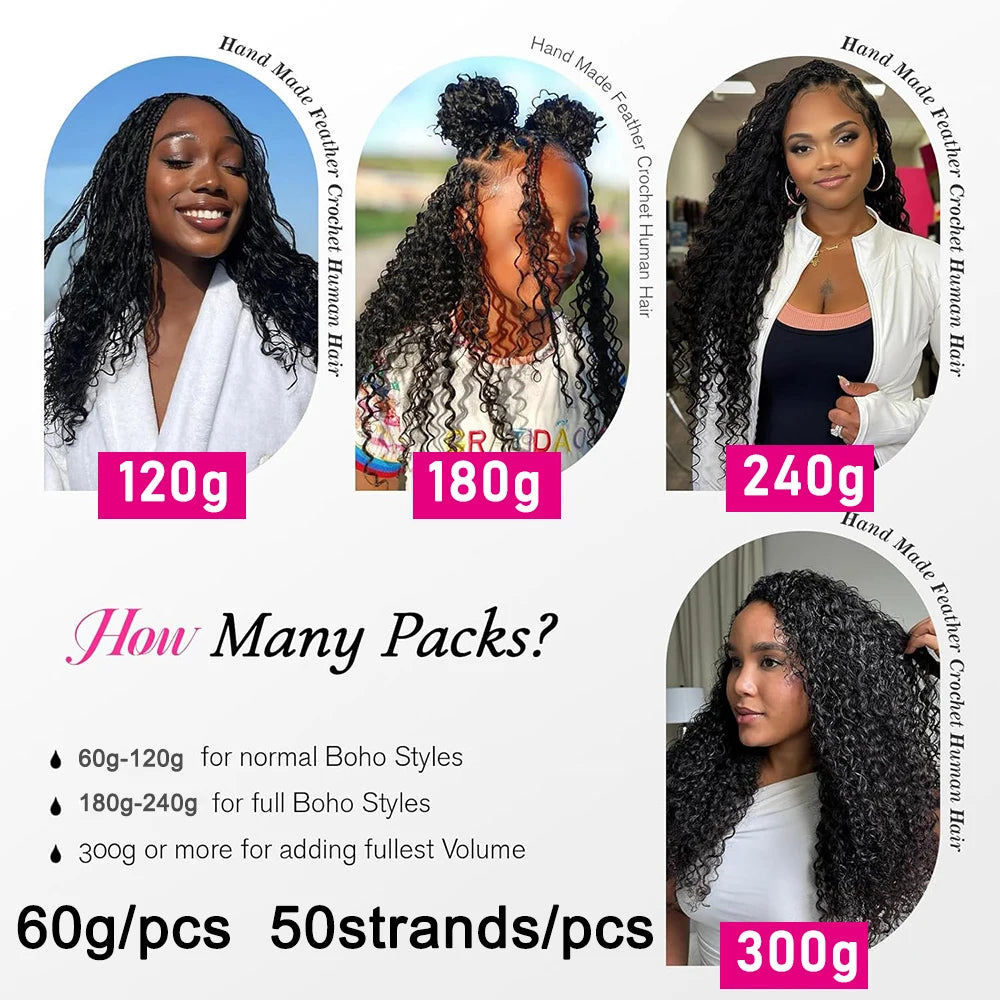 Deep Wave Crochet Hair Extensions – Multiple Colors & Pack Sizes