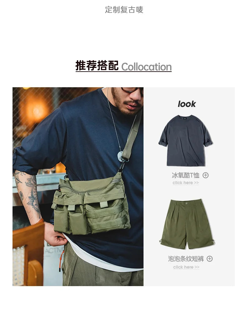 Maden 2023 New Japan Multi-Pocket Function Crossbody Bag Crossbody Outdoor Mountain Style Waist Bag Side Shoulder Men's Small