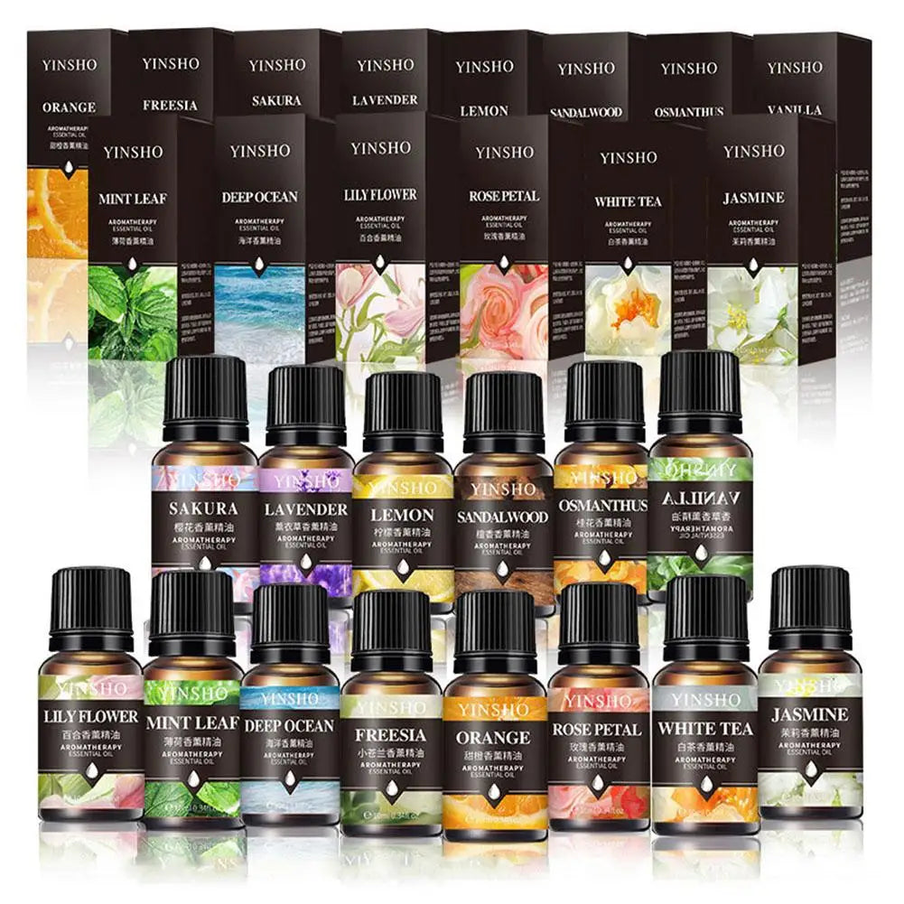 16 Flavors Essential Oils Water-soluble Lavender Rose Car Air Fresheners Perfume Refill Aroma Diffuser AirHumidifier Home 10ML
