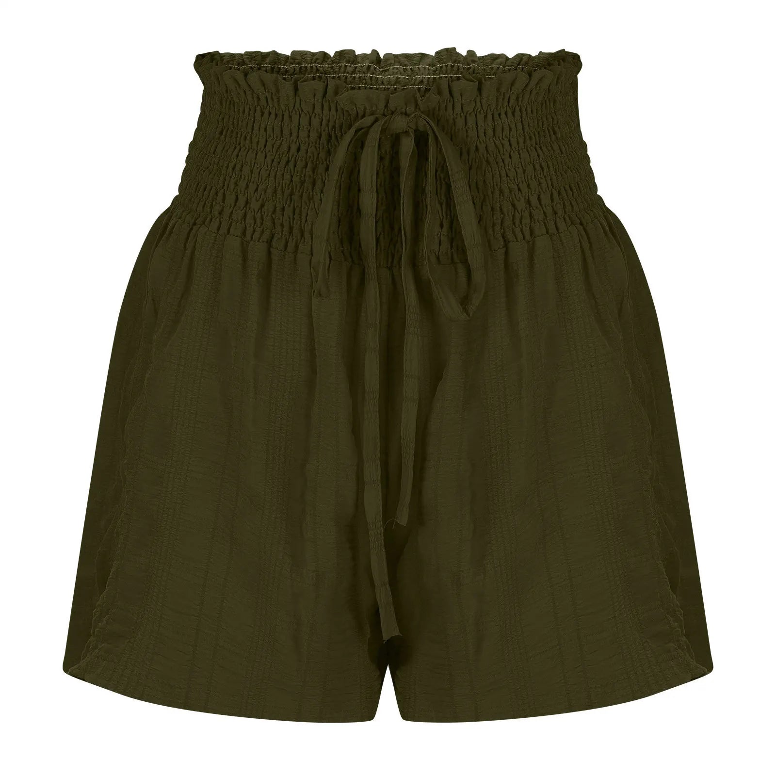 Women Casual High Waist Shorts Skirt Smocked Elastic Drawstring A-Line Flowy Short Skirt Pants Summer Solid Color Beach Skorts