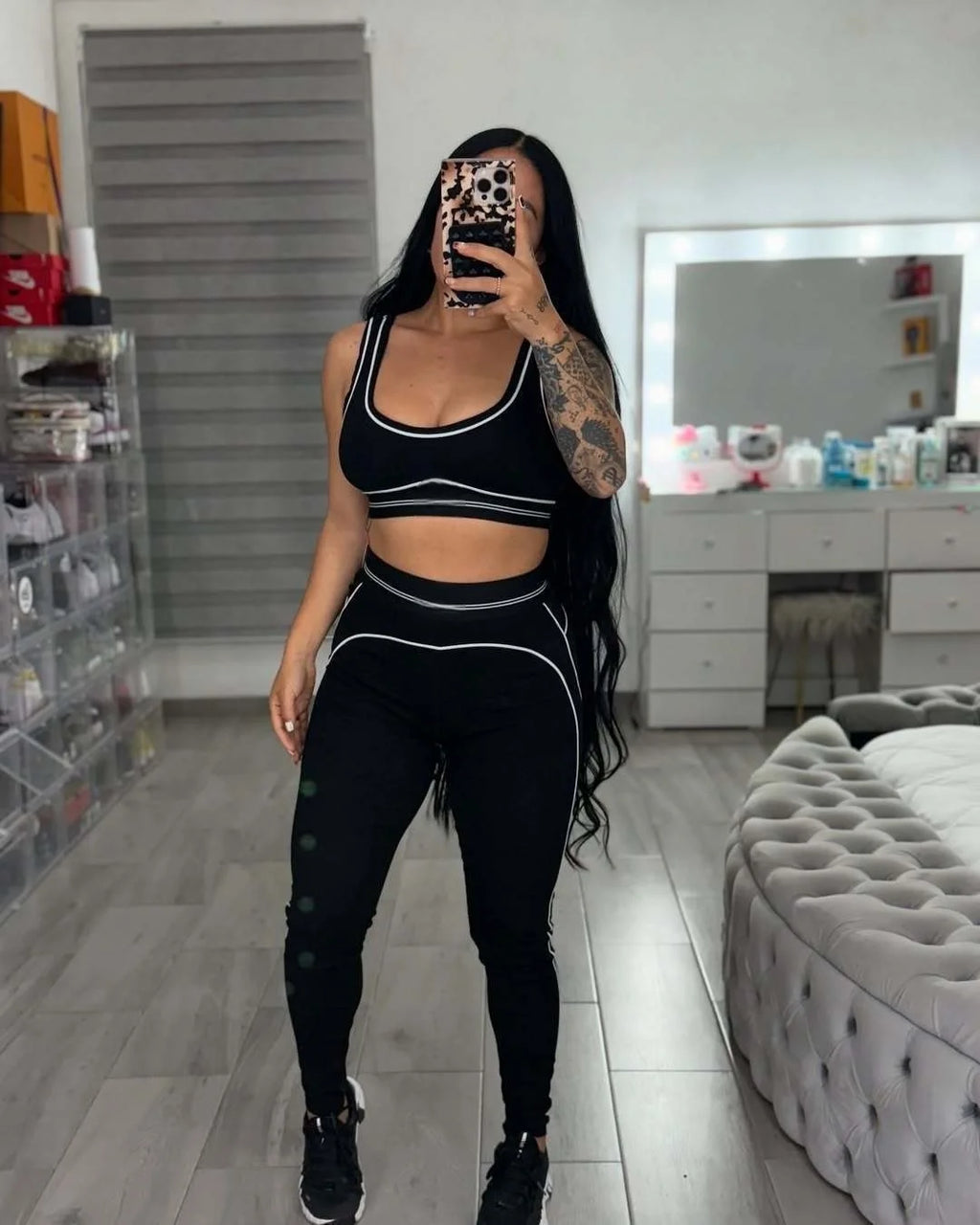 2026 Women's Summer Tank Top and Pants Slim Fit Comfortable Sports Fitness Set Two Piece Set and Belly Tight Pants Set