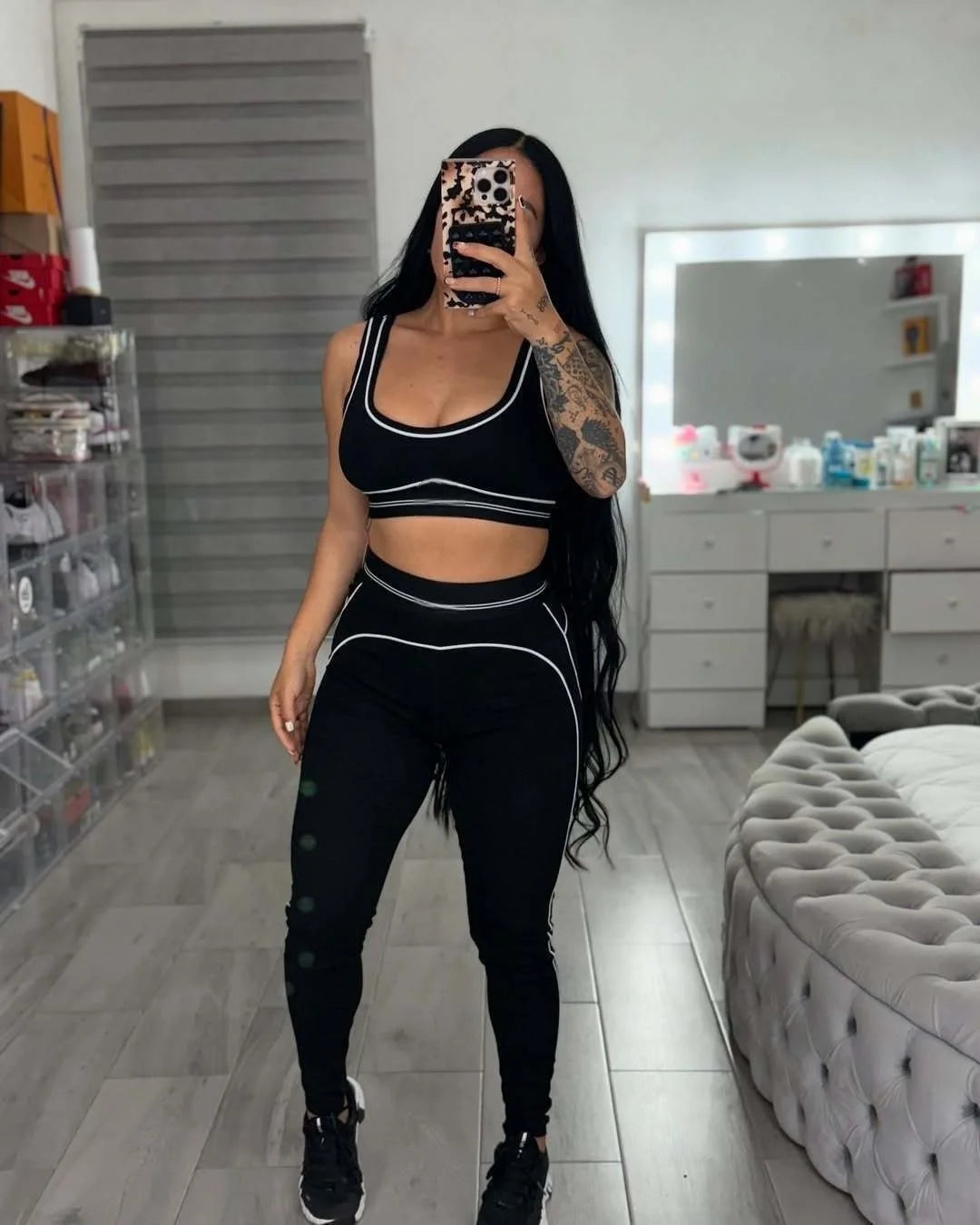 2026 Women's Summer Tank Top and Pants Slim Fit Comfortable Sports Fitness Set Two Piece Set and Belly Tight Pants Set