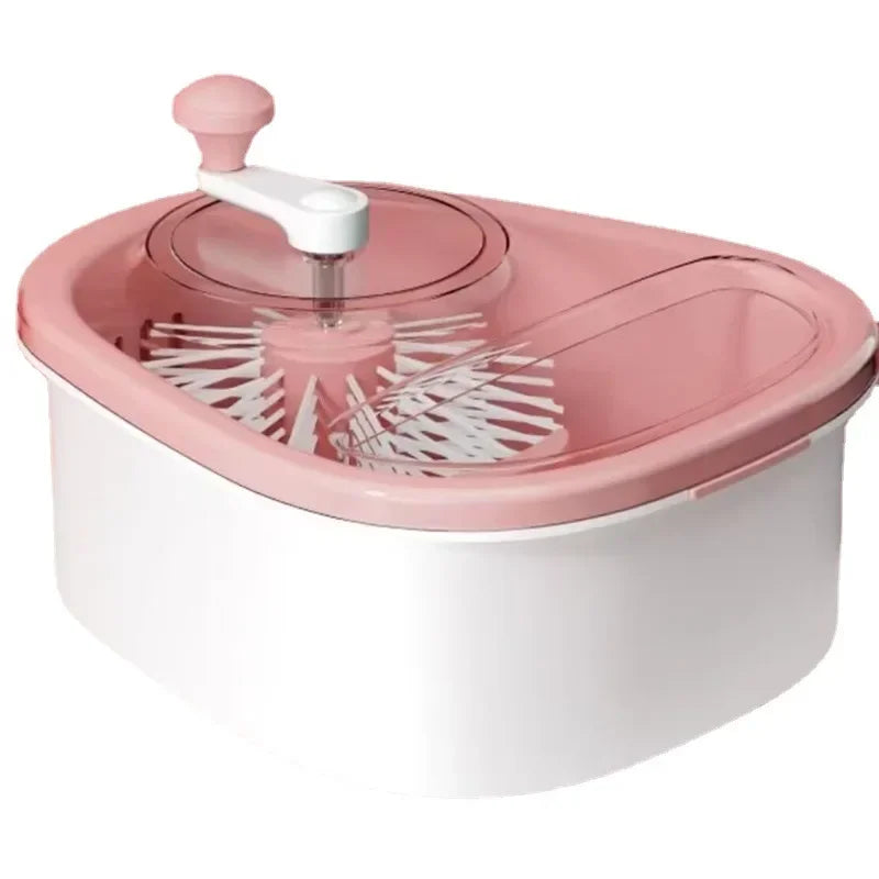 Vegetable and Fruit Washing Machine With Bowl Cover Drain Basket Full Side Rotation Cleaning Kitchen Accessories