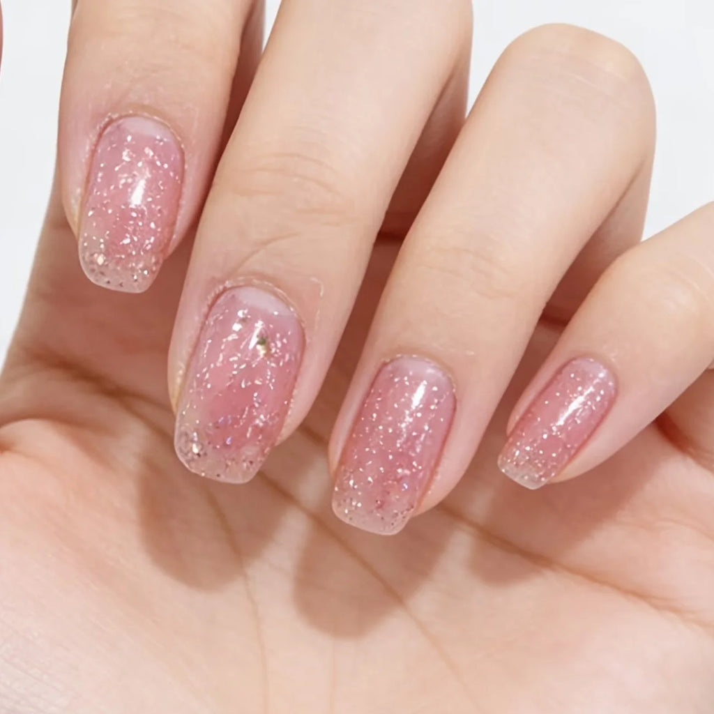 Rose Pink Glitter Nail Polish - Natural, Quick-Drying, No-Bake Formula, Long-Lasting Shine for Nails, Protects Thin and Soft Nails, Strengthens Nails, Enhances Beauty, Suitable for Holiday Gifts, Quick-Drying Nail Polish, Fas