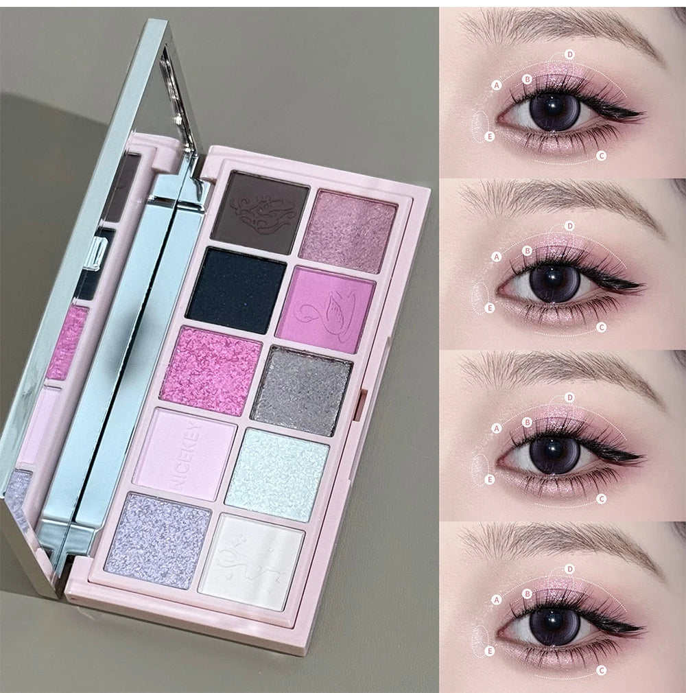NICEKEY Face Makeup Sets Include 4 Lipgloss,1 Blush,1 Pressed Powder,1 Eyesshadow Palette,1 Contour Palette With Necklace Gift