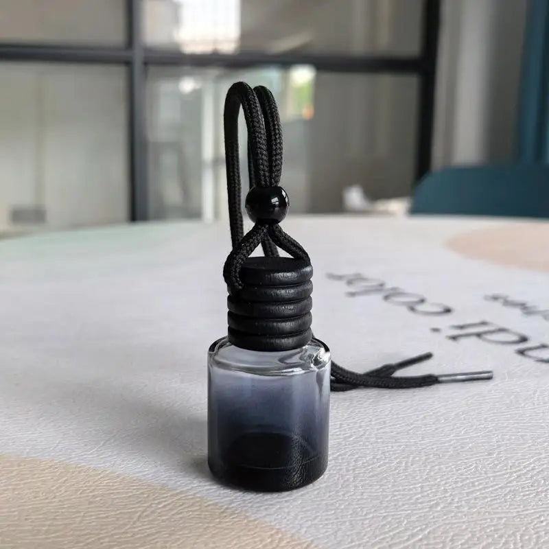 1Pc Black Cap Dyed Cylinder Empty Bottle Car Essential Oil Diffuser Fragrance Air Freshener Scent Perfume Bottle Ornament+~