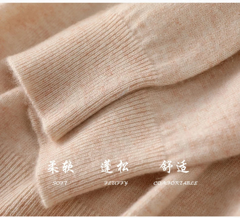100%Merino Pure Wool Pullover Sweater For AutumnWinter Women's Round Neck Warm High-Quality Solid Color Basic Knitted Jumper Top