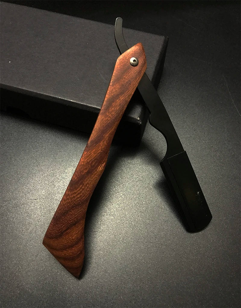 wooden trimmer manual shaver professional straight edge stainless steel sharp barber razor folding shaving blade shave beard cut