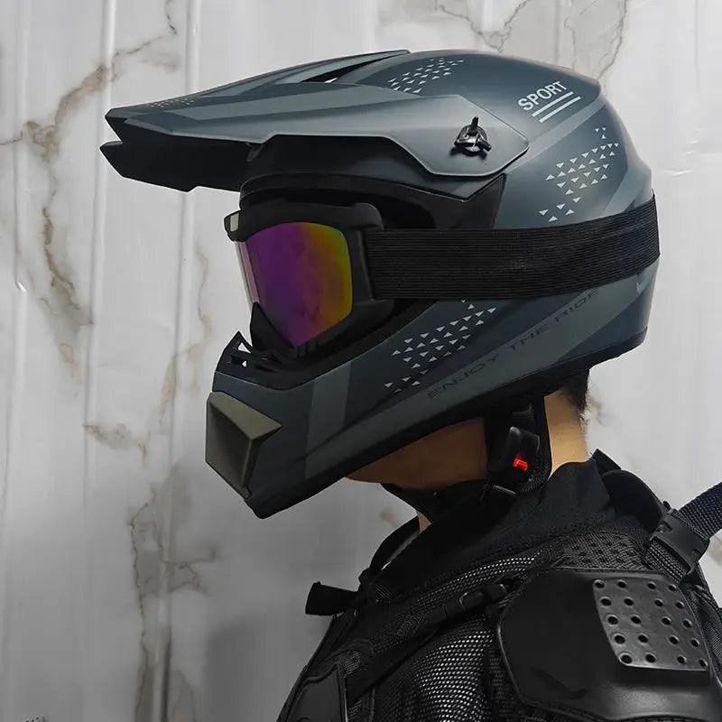 ORZ-Motocross Helmet Off Road Dirt Bike ATV MX Racing Helmet DOT Approved for Adults