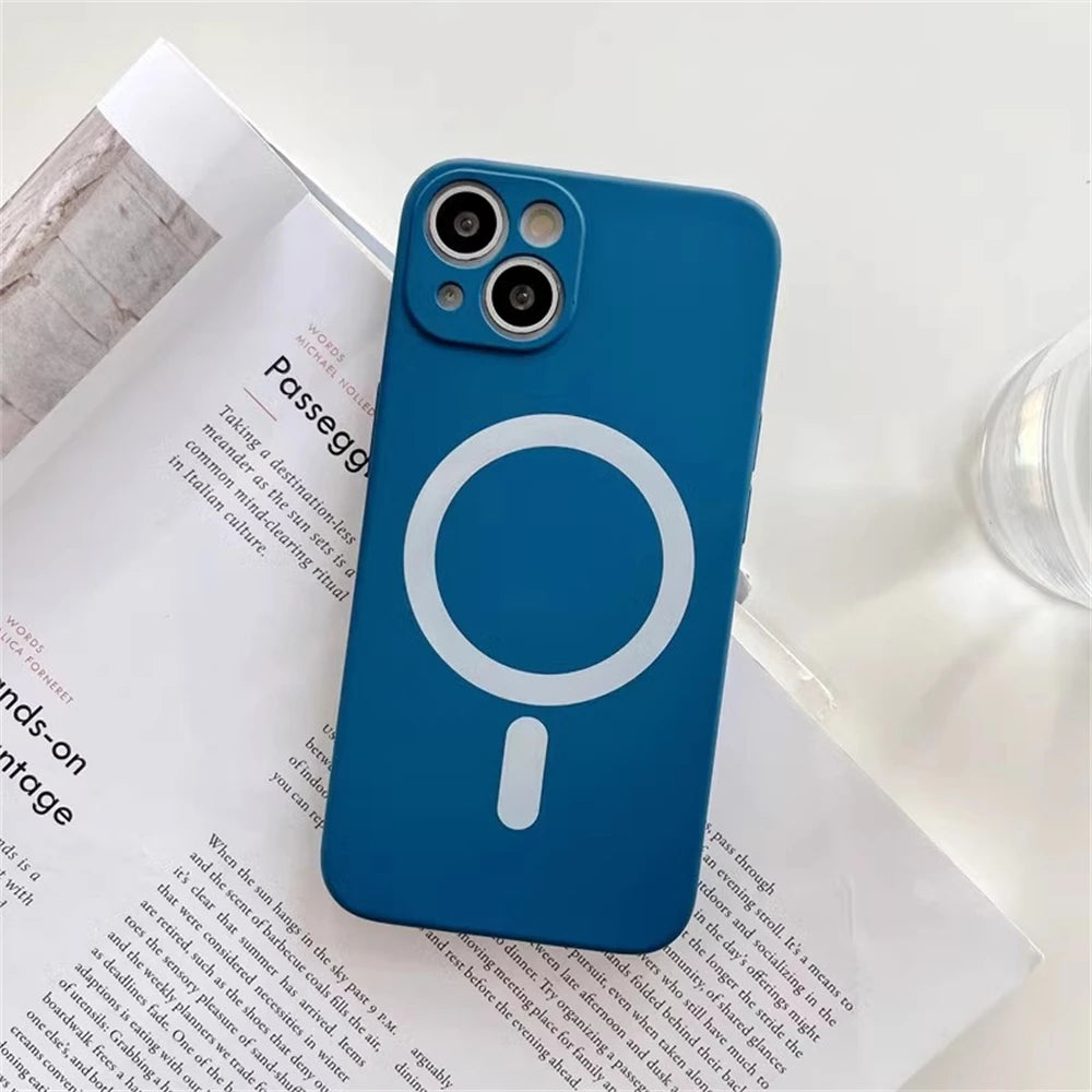 Magnetic Liquid Silicone Cover For Magsafe Case Iphone 14 13 12 Mini 11 Pro Max 7 8 Plus Se 2020 Xr Xs X Camera Precision Hole